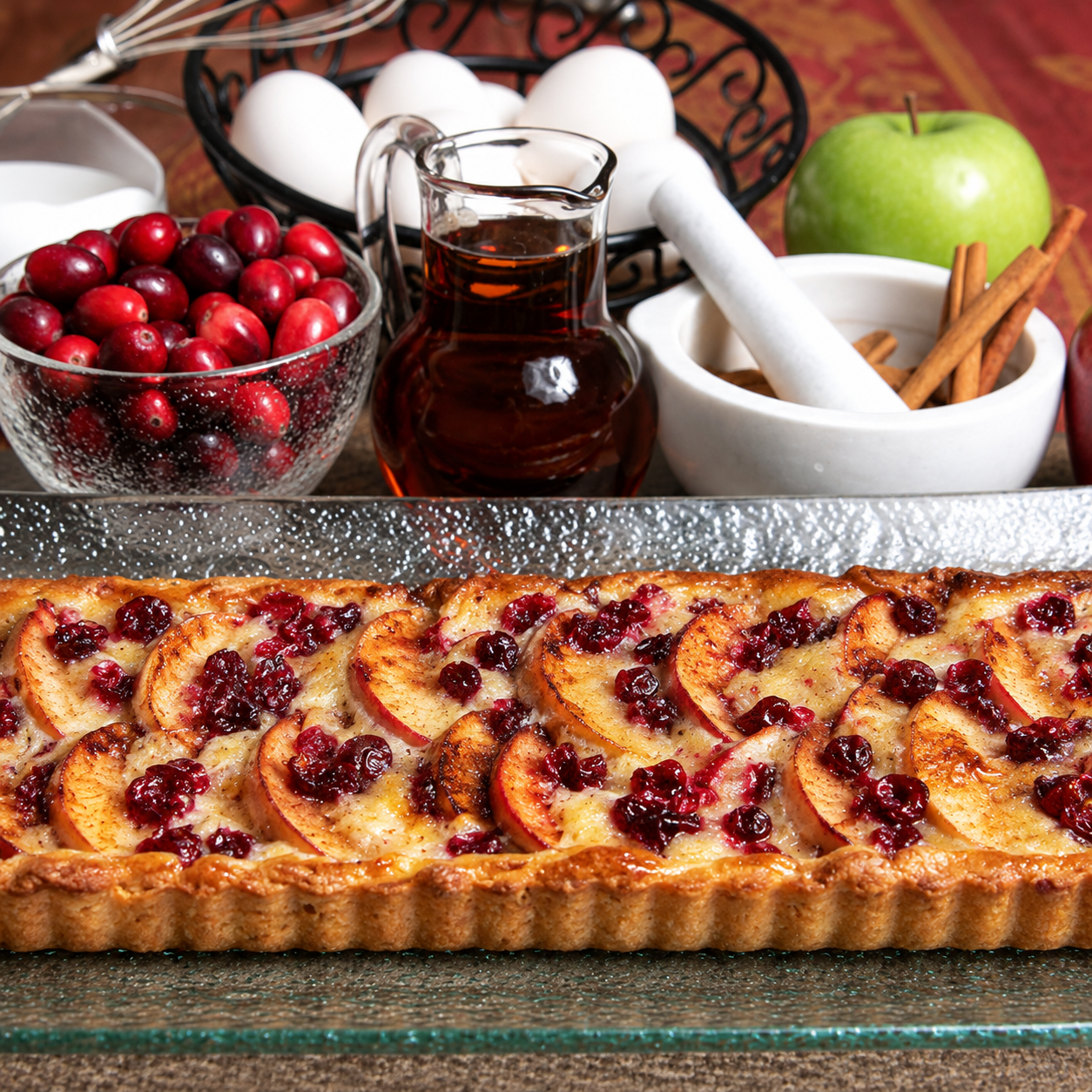 Deep Dish Pancake Stuffed w/ Cranberries & Apples 14”x9ct