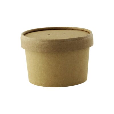 Brown Kraft Soup Cup With Kraft Lid Included - 8oz D:3.375in H:2.4in - 500 Pcs
