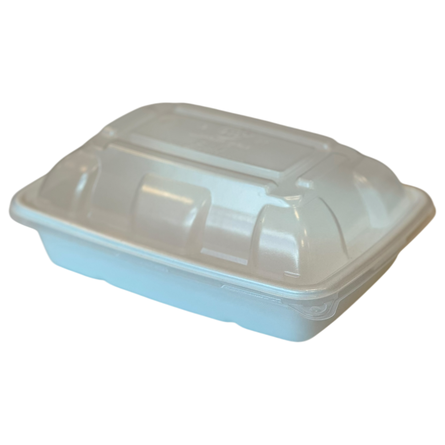 30 oz. White Compostable Rectangular Food Takeout Container w/ Heat Resistant Lid 1/300ct