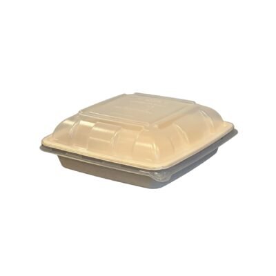 48 oz. White Compostable Square Food Takeout Container w/ Heat Resistant Lid 1/200ct